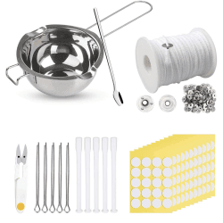 Kerzen Selber Machen Set, 6100cm Kerzendocht Rolle, Rauchfrei Dochte für Kerzen, Kerzenherstellung Zubehör, Kerzendochte für Kerzen Gießen, Flachdocht für die Kerzenherstellung Kerzen DIY 61m + Schmelztopf