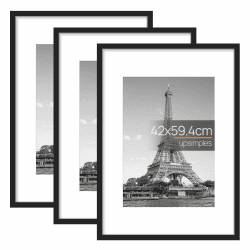 upsimples 3 Pack Bilderrahmen A2, Rahmen A2 Schwarz, Picture Frame 42 x 59,4 cm 42x59.4cm(A2) Schwarz
