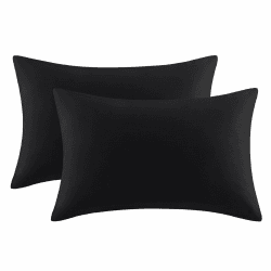 Aisbo Kissenbezug 50x75 2er Set - Kopfkissenbezug 50 x 75 Schwarz mit Hotelverschluss aus Mikrofaser Weich, 50x75cm Pillow Cover 50x75 Schwarz