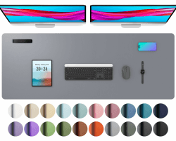 Aothia schreibtischunterlage,Mauspad, Büro-Schreibtischmatte, rutschfester PU-Leder-schreibtischmatte,wasserdichter schreibunterlage für Büro und Zuhause(122x43cm,Hellgrau) 43 x 122 cm Hellgrau
