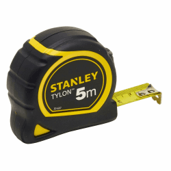 Stanley Bandmaß Tylon 1-30-697 (5m, 19mm Bandbreite, extra starkes gebogenes Band, mit Polymer-Schutzschicht, robustes Kunststoffgehäuse, mit Feststeller, automatischen Rücklauf & Gürtelclip) 5 m Schutzschicht