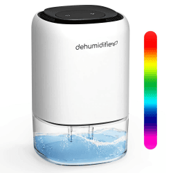 Kitette Luftentfeuchter 1.4L, Luftentfeuchter Elektrisch, Automatische Abschaltung, 7 Farbiges LED-Licht, Tragbar, Leise, Raumentfeuchter Luftentfeuchter für Badezimmer, Schlafzimmer