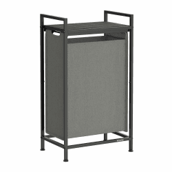 VASAGLE Wäschekorb, Wäschesammler mit Ablage, Wäschebox, Wäschesack aus Oxford-Gewebe ausziehbar abnehmbar, Metallrahmen, 47 L, 42 x 28 x 75 cm, schiefergrau-anthrazitgrau BLH001G01 Schiefergrau + Anthrazitgrau 47 L