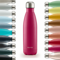 Blumtal® Trinkflasche Edelstahl Charles - Thermosflasche 500 ml - BPA-freie Thermo Trinkflasche kalt&warm - auslaufsichere Trinkflasche Metall - Thermos Trinkflasche - Flasche Metall - Berry - Pink 500 ml 15 - Berry - Pink