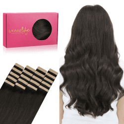 WENNALIFE Tape Extensions Echthaar, 20pcs 50g 40cm 16 Zoll Dunkel Braun Remy Invisible Tape Extensions Seidig Gerade Echthaar Extensions Skin Weft Tape Ins 40cm-50g-20pcs #2 Dunkel Braun