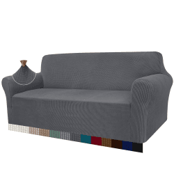 Granbest High Stretch Sofabezug Moderne Sofaüberwurf Jacquard Elastische Sofahusse für Wohnzimmer Protector für Hunde Haustiere (3 Sitzer, Grau) 3 Sitzer Grau