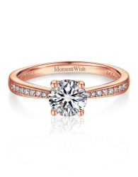 MomentWish Verlobungsring Damen, 1 Karat Moissanite Diamant Ring Frauen 925 Sterling Silber VVS1 D Farbe Verlobung Hochzeit Geschenk für Frauen Rose-1 Karat 57(18.1)