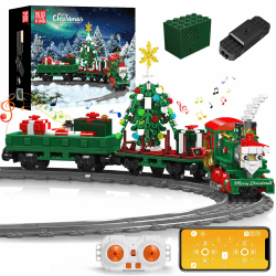 Mould King 12039 Festlicher Weihnachtszug Ferngesteuert Weihnachten Bausteine Bausatz, 922 Teile Elektrischer Weihnachtszug mit Schienen Mit Lautsprecher Klemmbausteine Bausatz Spur Fahrzeug