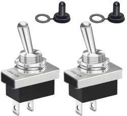 Taiss/2PCS Kippschalter 12V 25A SPST ON/Off 2Pin 2 Position mit Upgrade Wasserdichter Abdeckkappe für Auto Auto KN3D-101+MZ 2Pin ON/OFF