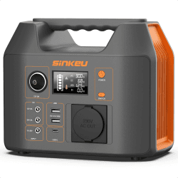 SinKeu Tragbare Powerstation 296WH, Solar Generator mit 230V 300W Reine Sinuswelle AC Steckdose,12V DC,USB, TYP-C, LED-Licht, Stromspeicher Notstromaggregat Akku für Camping, Unterwegs,Stromausfälle 296Wh/300W