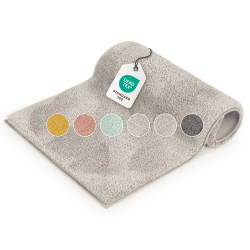 Blumtal Badematte 50x80 cm Hochflor - Oeko-TEX zertifizierter Badteppich - Badematten & Badteppiche - Duschvorleger - Badvorleger rutschfest waschbar - Bathroom Rug - Teppich Bad in Beige Beige Hochflor