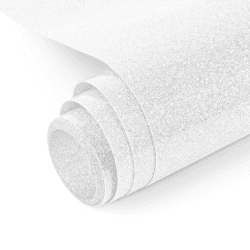 NANAPLUMS Glitzer Plotterfolie Textil - Heat Transfer Vinyl Transferfolie Plotter Flexfolie für Textilien Transferfolie zum Aufbügeln für DIY T-Shirt, Stoffe(Weiß) Glitzer Weiß
