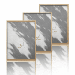 VUVUZULA Bilderrahmen 30x40cm Holz Holzrahmen 3er Set Eiche Fotorahmen MDF Rahmen Natur Beige 30x40cm
