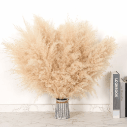 DATEFUN Pampasgras Deko - 10-teiliges Trockenblumen Deko Natürliche - Getrocknete Blumen Deko für Hochzeits, Boho, Wohnzimmer, Schlafzimmer, Tisch 44cm-10pcs