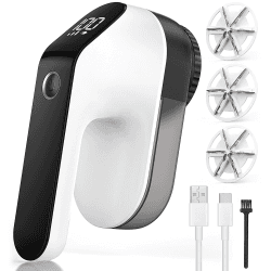 Coovee Fusselrasierer Elektrisch,mit LED Anzeigen USB Wiederaufladbar Fusselentferner Einstellbare 3 Fach Geschwindigkeit,tragbarer kompakter Fusselfräse Schwarz (Einem Kopf) REV-01