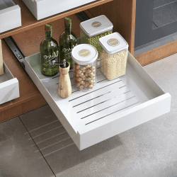 Kitstorack Teleskopschublade, Ausziehbare Schubladen-Aufbewahrungsregale für Küchenschränke, Ausziehbare Ausziehbare Schublade, Slide out Cabinet Organizer Küche, Weiß, 35 cm B x 53 cm T x 8 cm H Weiß 35x53x8cm