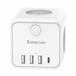 SteckdosenwürfeL Steckdosenleiste ohne Kabel mit Schalter，7-in-1 Mehrfachsteckdose mit 3 Steckdosen (4000W/16A) mit 4 USB Steckdose Mehrfachstecker für Zuhause Büro