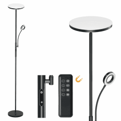 Modlicht 35W Stehlampe LED Dimmbar Schwarz, 4200LM Stehlampe Leselampe mit Fernbedienung & Touch-Steuerung, 3000-6000K Deckenfluter LED mit Leselampe, Standleuchten für Wohnzimmer Schlafzimmer Büro 35w Deckenfluter mit Leselampe Schwarz