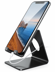 Lamicall Handy Ständer, Handy Halterung - Handyhalterung, Halter für iPhone 16 15 14 Pro Max Plus, SE, 13 12 Pro Max Mini, 11 Pro, Xs Max, X, XR, 8, 7, Samsung S24, Huawei, Schreibtisch, Smartphone Schwarz