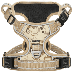 HEELE Hundegeschirr, Hundegeschirr für Mittelgroße Hunde, Freigabe am Hals, Vorderseite Rückseite Clips Hundegeschirr Reflektierend Anti Zug Hundegeschirr mit Gepolstert Grifff, Tarn-Wüste, M M - Brustumfang: 38-71cm Tarn-Wüste