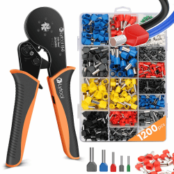 Crimpzange 0.08-16mm² Set, Lytool Aderendhülsenzange Crimp Zange Sechskant Presszange mit 1200 Twin und Einzeilige Aderendhülsen Set für Isolierte Unisolierte Crimpverbinder CP82121