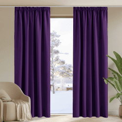 PONY DANCE Vorhänge Wohnzimmer Gardinen Blickdicht Kräuselband Thermovorhang Kälteschutz 2er Set H245 x B140 cm Verdunkelungsvorhang mit Kräuselband für Schiene, Violett H245 x B140 cm (2er Pack) Violett