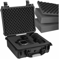 tectake® Universalbox, Fotokamera Koffer, leer, mit Schaumstoff, wasserdichte abschließbare Box für Foto, Kamera Koffer Hardcase, Aufbewahrungsbox, als Waffenkoffer oder Werkzeugkoffer - L L | Nr. 402871