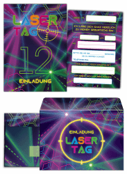 12 Einladungskarten incl. 12 Umschläge zum 12. Geburtstag zwölfte Kindergeburtstag Lasertag Party Mädchen Jungen/Laser Tag 12 Karten + 12 Umschläge
