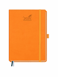 BEZEND Kalender 2025 Buchkalender A5 1 Woche 2 Seiten | Terminplaner 2025 Wochenplaner mit 100 g/m² Papier & Monats-Register | Planer & Terminkalender mit PU-Leder Hardcover - Orange Orange A5 15,5 x 21,5 cm