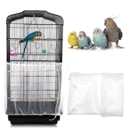Mngren Universal Vogelkäfig Abdeckung, Vogelkäfig Feder Samenfänger, Einstellbar Kordelzug Papageien Vogelfutter Kleintiere Netz, Abdeckung Rock Bewachen für Runde Quadratische Käfige Weiß