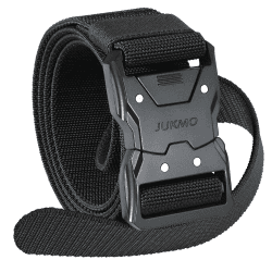 JUKMO Schnellverschluss Taktischer Gürtel, Militär Wandern 3,8cm Arbeit Gürtel mit Schwere Sicherheitsgurt Schnalle L-für Taille 106cm-115cm (Länge 135cm) Schwarz