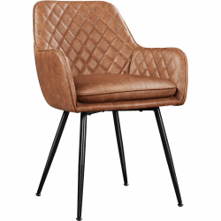 Yaheetech Esszimmerstühle mit Armlehne Sessel für Wohnzimmer/Esszimmer Polsterstuhl Küchenstuhl Bezug aus Kunstleder Sitzhöhe ca.51 cm, bis 120 kg belastbar, braun Braun Kunstleder