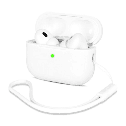 AOTUAO Kompatibel mit AirPods Pro 2 Hülle Case, Silikon Stoßfeste Schutzhülle für AirPods Pro 2. Generation 2022 Case Cover mit Silikon Lanyard, Front-LED Sichtbar, Weiß