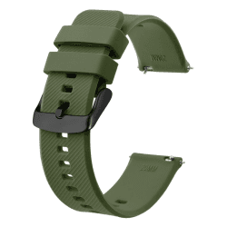 BISONSTRAP Uhrenarmband 18mm 19mm 20mm 21mm 22mm, Silikon Uhrenarmbänder mit Schnellverschluss für Männer Frauen 22mm Armeegrün/schwarze Schnalle