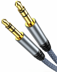 Highwings Aux Kabel 3,5mm Klinkenkabel [6M] Stereo Audio Kabel Klinke auf Klinke Nylon Geflochtenes Hochwertige Kabel für Kopfhörer, Auto, Handy, PC, Lautsprecher, Stereoanlagen, MP3-Player usw 6meter Grau