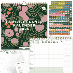 Boxclever Press Familienplaner 2025 6 Spalten. Kalender 2025 Wandkalender mit Wochenansicht. Wandkalender 2025 ab sofort nutzbar bis Dez’25. Familienkalender 2025 mit Listen, Tasche & Stickern. 24/25