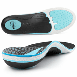 PCSsole Orthopädische Einlegesohlen bei Plantarfasziitis, Fersensporn, Plattfüße, Fußschmerz, Verteilt Fußdruck, Bogen Unterstützung, Komfort Einlegesohlen für Herren und Damen EU44-45(28.6cm) Blau und Schwarz