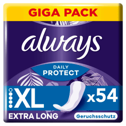 Always Daily Protect Slipeinlagen Damen Extra Long (54 Binden), Giga Pack, mit frischem Duft, passend für alle Slipformen, atmungsaktiv, flexibel 54 Stück
