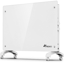 TRESKO® Glaskonvektor Elektroheizung | Glasheizung elektrisch | Konvektor Heizung Heizkörper | Elektroheizkörper Stand- oder Wand Heizung (Weiß / 1500 Watt)