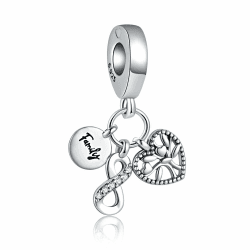 Alstiva Familie Freundschaft Liebe 925 Sterling Silber 5A Zirkonia Charm Anhänger für Armband Charm Bead Pendant für Europäische Armbänder Halsketten Schmuck Geschenk für Damen Frauen Familienstammbaum Unendlichkeit Charm-Anhänger