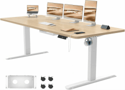 JUMMICO Höhenverstellbarer Schreibtisch Höhenverstellbar Elektrisch, Ergonomischer Steh-Sitz Tisch Stehpult Verstellbarer Computertisch,Stehschreibtisch Bürotisch Standing Desk,200 x 80 cm, Beige Beige 80 x 200 cm