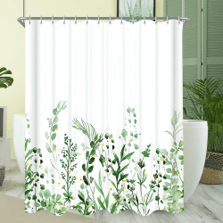 Lerores Duschvorhang 120x200cm, Blumen Beschwerter Saum Antischimmel Textil, Wasserdicht, Waschbar Polyester Badevorhang für Badezimmer und Badewanne mit 8 Haken Multi 8 H200 x B120 cm (1er Pack)