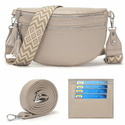 LANXINGLUO umhängetasche damen mittelgroß bauchtasche damen crossbody bag damen breiter gurt 5CM handtasche damen umhängetasche crossbody hellkhaki