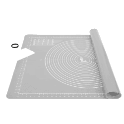 SUPER KITCHEN Rutschfeste Backunterlage Antihafte Backmatte Silikon Groß 71 x 51cm Teigunterlage Ausrollmatte XL Silikonmatte Fondant Pizza Teigmatte mit Teigschneider- Epoxidharz Resin Matte (Grau) Grau 71 x 51cm
