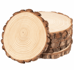 Homewit Holzscheiben 6 Stücke Holz Log Scheiben 18-20 cm Ungebohrte Holzkreise ohne Loch Runde Naturholz Baumscheiben Ca.15mm Dicke für DIY Basteln Hochzeit Weihnachten Dekoration Baumscheibe 6 Stücke 18-20 cm