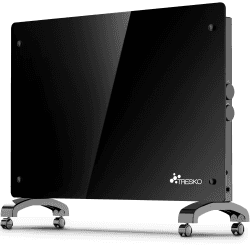 TRESKO® Glaskonvektor Elektroheizung 1500 Watt | Glasheizung elektrisch | Konvektor Heizung Heizkörper | Elektroheizkörper Stand- oder Wand Heizung Schwarz / 1500 Watt