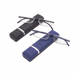 KoKoBin 2 stueck Lesebrille mit Ultraleichtem TR90 Rahmen Lesehilfe Halbbrille aus Metallrahmen mit Halbrahmen Sehehilfe mit Brillenetui für Damen und Herren +1.75 Schwarz,blau +1.75Dioptrien