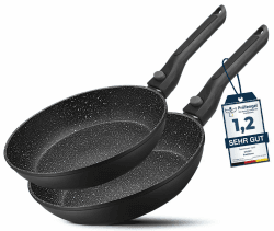 DIVORY Pfannenset 2-teilig Pfanne 24cm, 28cm mit abnehmbaren Griff, Induktion, Antihaft-Beschichtete Bratpfanne hoch - Induktionspfannen Set Grau 2er Set (24/28cm)