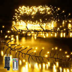 Ollny 6m Lichterkette außen 400 LEDs, Lichterketten mit 8 Modus und Timer, Cluster Lichterkette IP44 wasserdicht mit Stecker, für Weihnachtbaum Hochzeit Party (warmweiß) Warmweiß 6m