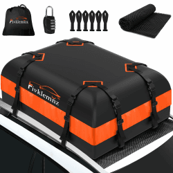 FIVKLEMNZ Dachbox Auto, Dachgepäckträger Tasche, Wasserdicht für alle Fahrzeugdächer mit/ohne Gepäckträger Inklusive Topper Anti-Rutsch-Matte + Verstärkte Gurte +6 Türhaken +Gepäckschloss(15 Kubikfuß)